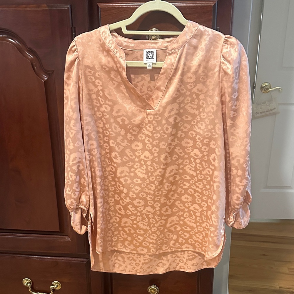 Elegant Peach Leopard Print Blouse